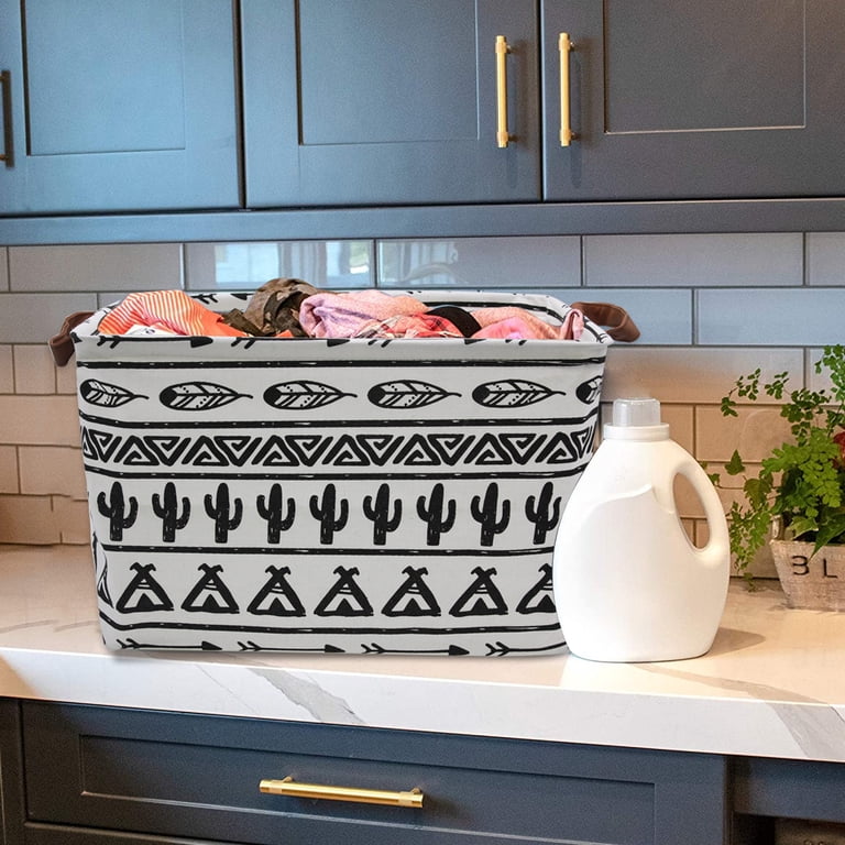 Collapsible Cotton Fabric Storage Bin With Cactus Pattern photo 4