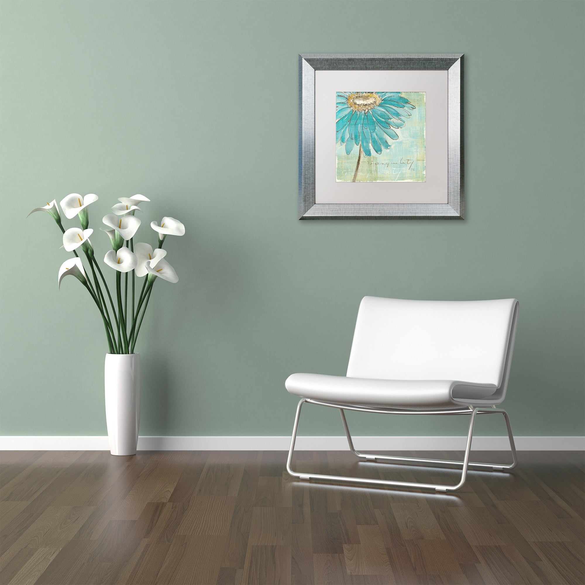 Trademark Fine Art "Spa Daisies III" Canvas Art by Chris Paschke White Matte, Silver Frame