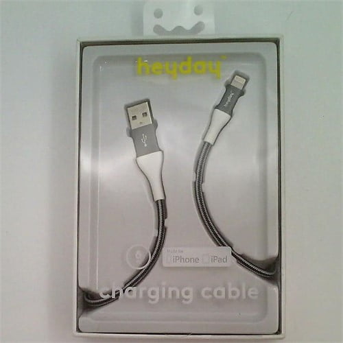 6' Lightning to USB-A Braided Cable - heyday&trade; Black/White/Gunmetal