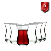 Pasabahce Aida Turkish Tea Glasses, Authentic Turkey Tea Cups Set for 6, Middle Eastern Tea Service Set of 6, Traditional Glass Mugs for Hot Beverages 4 3/4 oz (160 cc)