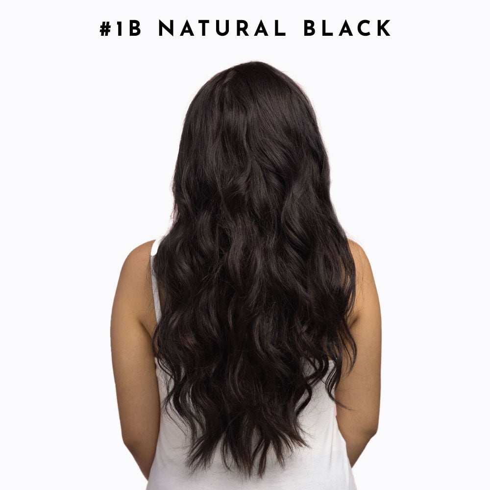 7-Piece Clip-In Hair Extension Set by Joi Hair, Clip Sewn Machine Weft, Premium Remy Human Hair, Full Set for Full Head, 120g 20" #1B Natural Black