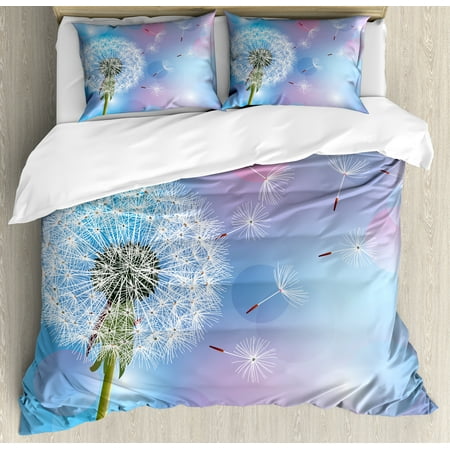 Dandelion Duvet Cover Set Bokeh Background Flower With Wind