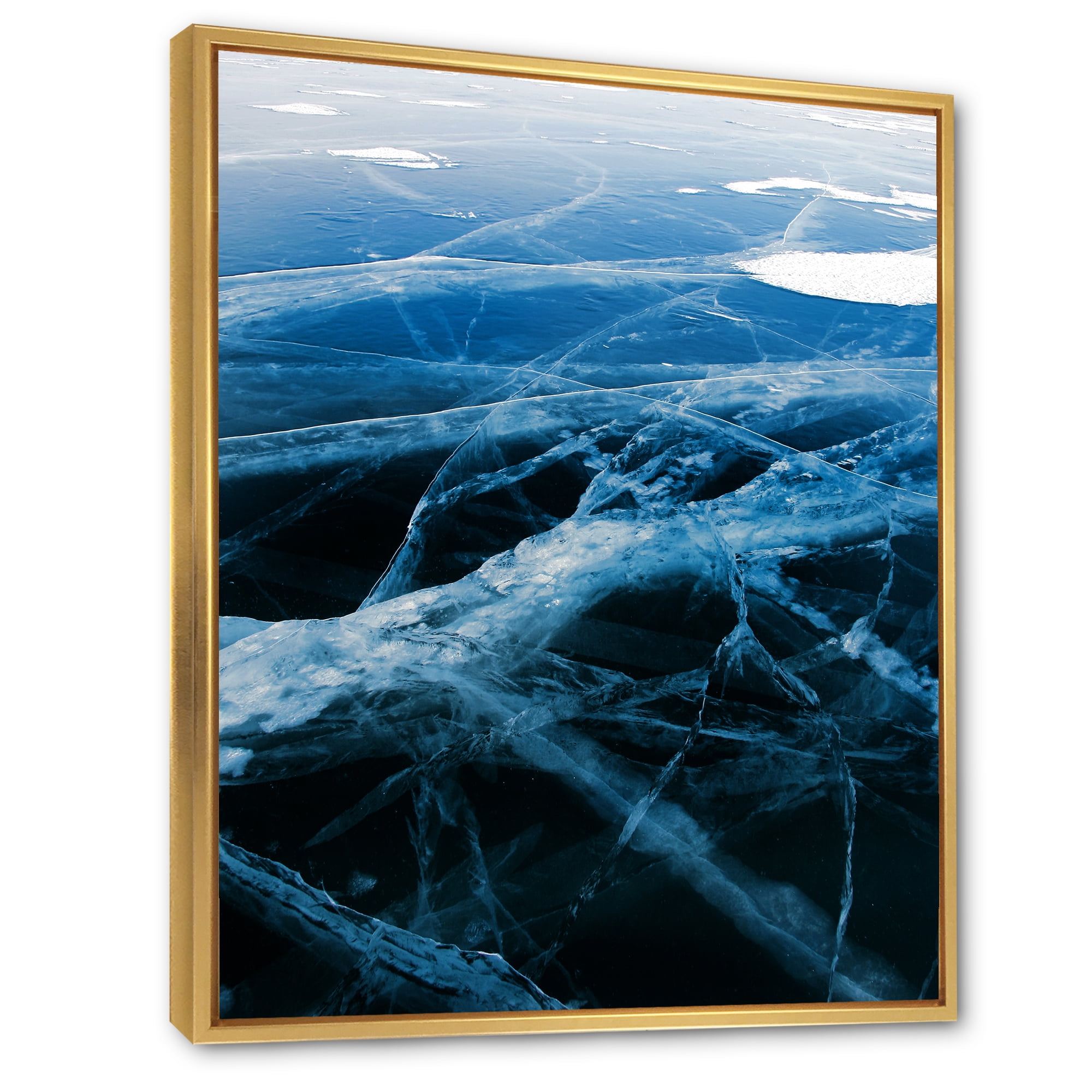 Designart 'White and Blue Ice Structure II' Modern Framed Canvas Wall Art Print