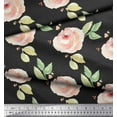 thumbnail image 2 of Soimoi Gray Silk Fabric Flower & Leaves Watercolor Print Sewing Fabric Yard 42 Inch Wide, 2 of 3