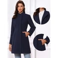 thumbnail image 2 of DARING DIVA Women's Stylish Peacoat Wrap Collar 2024 Winter Trench Long Coat S Dark Blue, 2 of 7