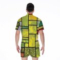 thumbnail image 2 of Square Stained Glass Mosaic Short Sleeve Men'S Rompers Casual Summer Jumpsuits Outfit, 2 of 4