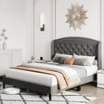 thumbnail image 2 of Soonbuy Full/Queen/King Platform Bed Frame, Upholstered Wingback Headboard,Light Gray, 2 of 6