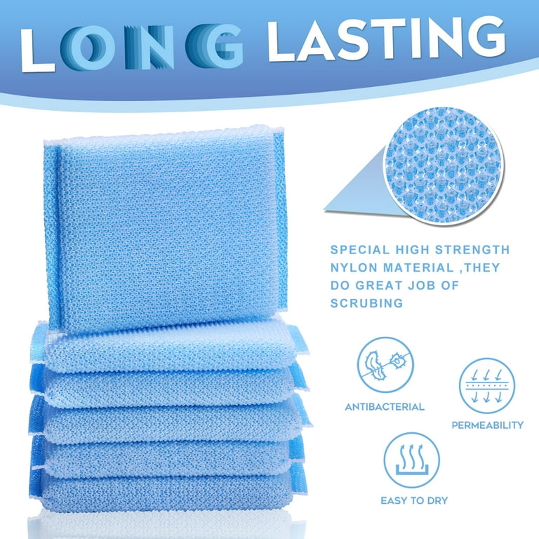 Nylon Cleaning Scrub Pad 12 Pack,Long-Lasting and Reusable Dishwashing  Sponge,All-Purpose Scouring Pads Sponge for Kitchen,Bathroom