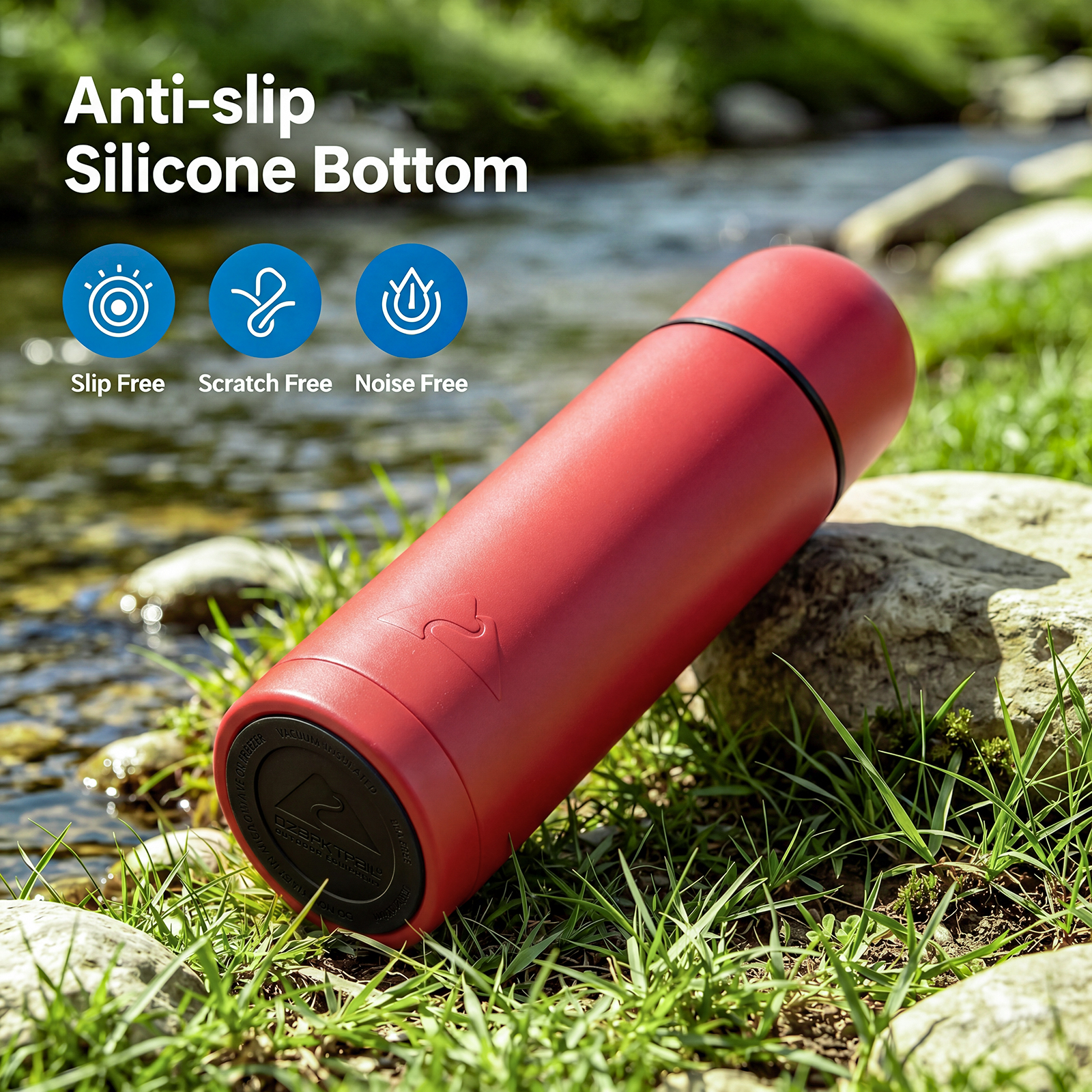 Botella térmica de acero inoxidable de doble pared al vacío Ozark Trail de 18 oz con vaso, roja 4