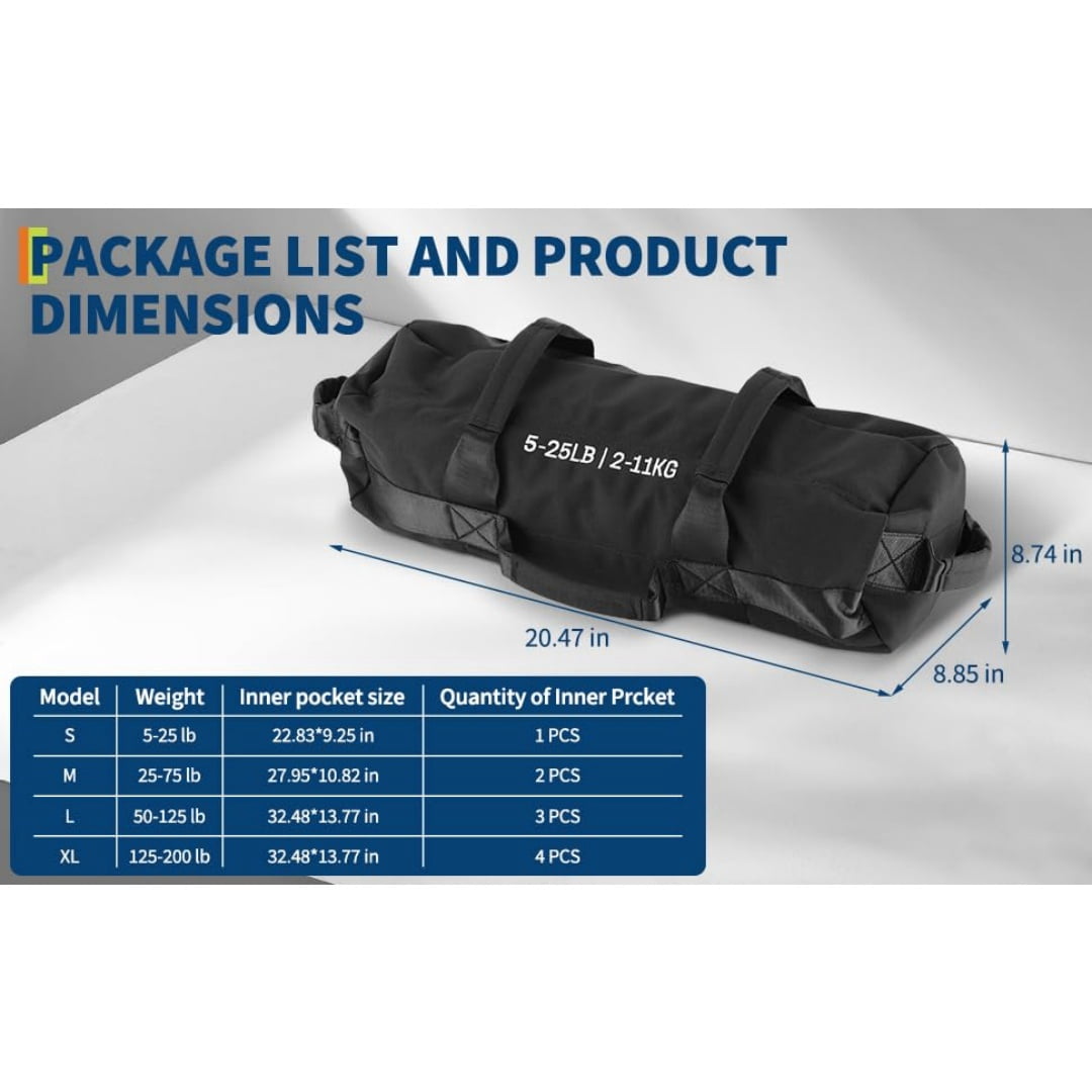 Heavy Duty Adjustable Sandbag, Unfilled Weight Bag with Multi Handles, Durable Workout Power Bag for Strength Training, Cross Training and Home Gym Fitness Exercise
