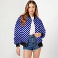 thumbnail image 4 of Holzkary Women's Zip Up Sweatshirts Jackets Long Sleeve Casual Loose Outwear with Pockets Women's Jacket Lightweight Zip Casual Jacket Printed Coat Stand Collar Cropped Coat Blue L, 4 of 9