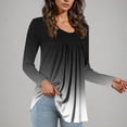thumbnail image 2 of DAFPZW Womens Tunics Tops Gradient Fall Fashion Long Sleeve Shirts Loose Casual Pullover Cute Plaeated Hide Belly Blouse, 2 of 6
