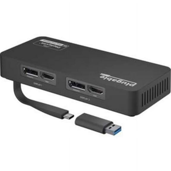 Plugable 4K DisplayPort and HDMI Dual Monitor Adapter for USB 3.0 and USB-C, Compatible with Windows and Mac