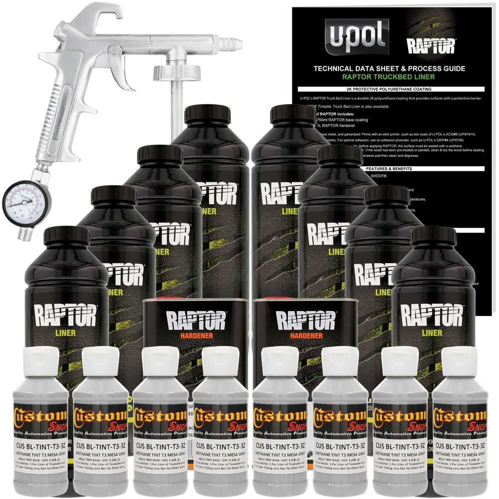 Raptor Mesa Gray Urethane SprayOn Truck Bed Liner Spray Gun, 8 Liters