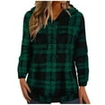 thumbnail image 2 of Neewe Plaid Sherpa Fleece Hoodies for Women Fuzzy Oversized Zip up Hoodie Casual Pullover Hooded Sweatshirt, 2 of 6