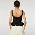 thumbnail image 6 of Women'S Ruffle Bubble Hem Tank Top Scoop Neck Backless Sleeveless Patchwork Peplum Top Going Out Babydoll Shirts, 6 of 7