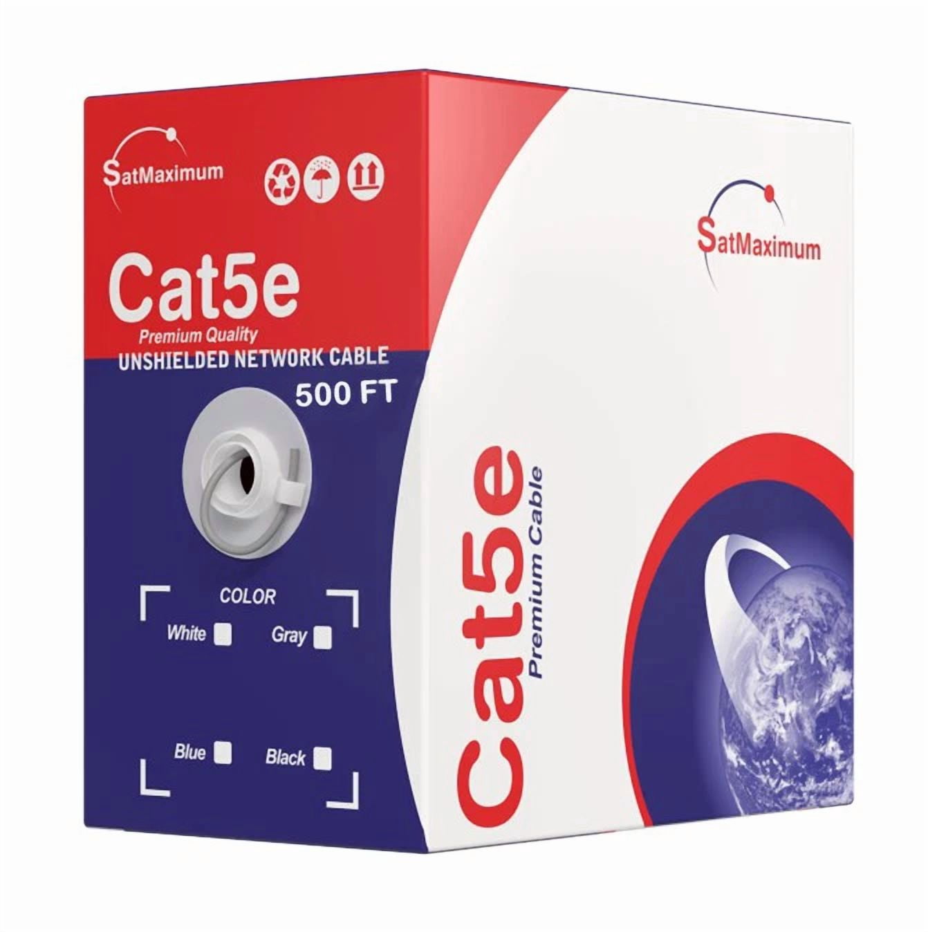 Cables Direct Online 500ft Cat5e Ethernet Cable – 24AWG Solid CCA, UTP, Unshielded, 350MHz, LAN Network Wire, Pull Box, RJ45 Compatible, Indoor Use, High-Speed Internet, Gray