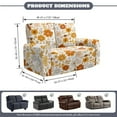 thumbnail image 3 of Xoenoiee Orange Yellow Flowers Print Reclining Loveseat Cover, 6 Piece Polyester Fabric Stretch Loveseat Reclining Sofa Covers, Washable Furniture Protector with Elastic Bottom, 3 of 6