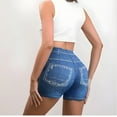 thumbnail image 5 of Denim Shorts for Womens High Waisted Knee Length Jeans Leggings Cropped Elastic High Waist Street Wear 2025 Summer, 5 of 6