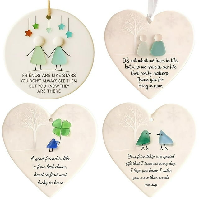 Heart-Shaped Sea Glass Friendship Decor,Friendship Heart Ornament Gift
