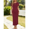 thumbnail image 3 of Women's Short Sleeve Maternity Dresses Clothes Split Pregnancy Maxi Dresses, 3 of 5