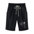 thumbnail image 5 of Dazajoo Womens Summer Bermuda Shorts Casual Cute Dandelions Printed Half Pants with Pockets 2025 Elastic Waist Drawstring Beach Vacation Shorts for Women,Black,L, 5 of 5