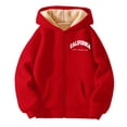 thumbnail image 4 of SGMVNU Winter Warm Outwear Jackets For Boys Girls Girls Winter Hooded Jacket With Zip Up Print Pullover For Outdoor Activity And Casual Wear(Size 6-7 Years, Red), 4 of 4