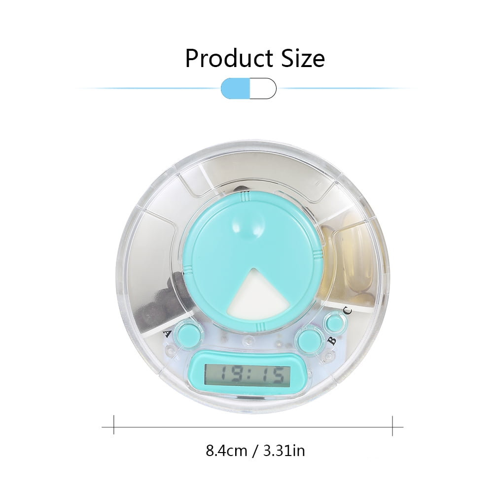3 Grid Pill Box Organizer with Timer Portable Pill Reminder Dispenser