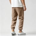 thumbnail image 7 of Dwellite Men Casual Linen Jogger Pants Relaxed Fit Trousers Elastic Waist Drawstring Sweatpants with Pockets Camel M, 7 of 7