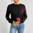 thumbnail image 4 of Zylanna Women's Pullover Sweaters, Crew Neck Fashionable Solid Color Long Sleeve Loose Tops for Women Black, 4 of 5