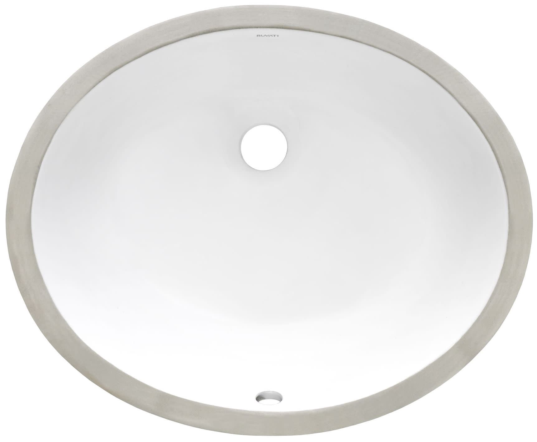 Ruvati USA RVB0616 15 x 12 in. Oval Porcelain Ceramic with Overflow Undermount Bathroom Vanity Sink, White