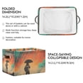 thumbnail image 2 of Yayeee 2 Pack Canvas Storage Basket with Handles for Shelves Fabric Bins Closet Organizer, Astronaut in Rain, 2 of 8