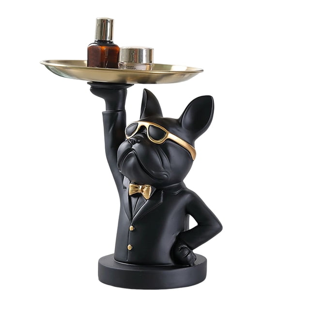 Decoración de caja de almacenamiento de Bulldog con escultura de mesa de resina de paleta para la sala de estar del hogar JShteea El nuevo