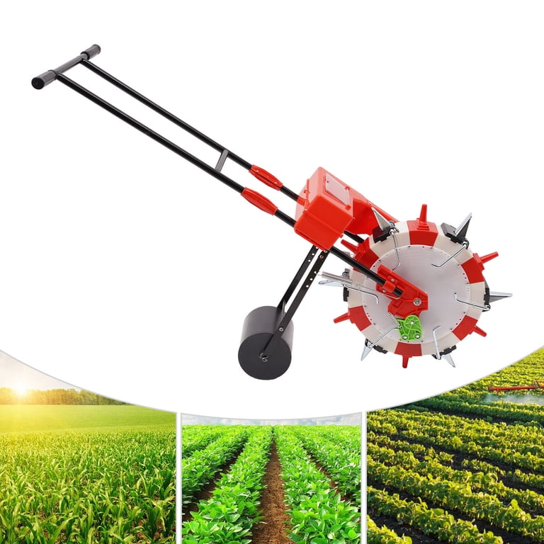 Walk-Behind Row Crop Planter Spreader Manual Seeder Hand-Push Roller Seeder  for Garden