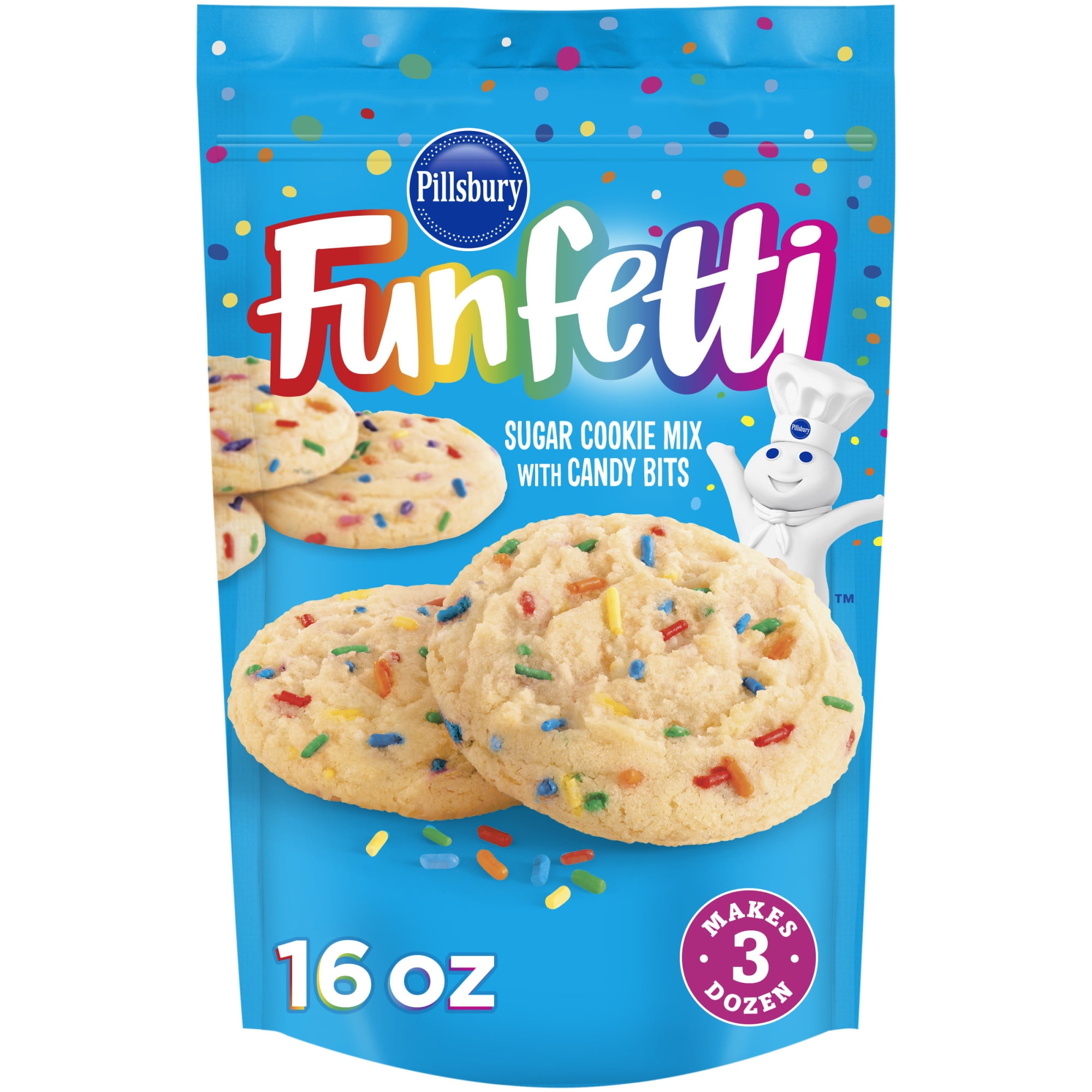 (6 pack) Pillsbury Funfetti Sugar Cookie Mix with Candy Bits, 16 oz Pouch