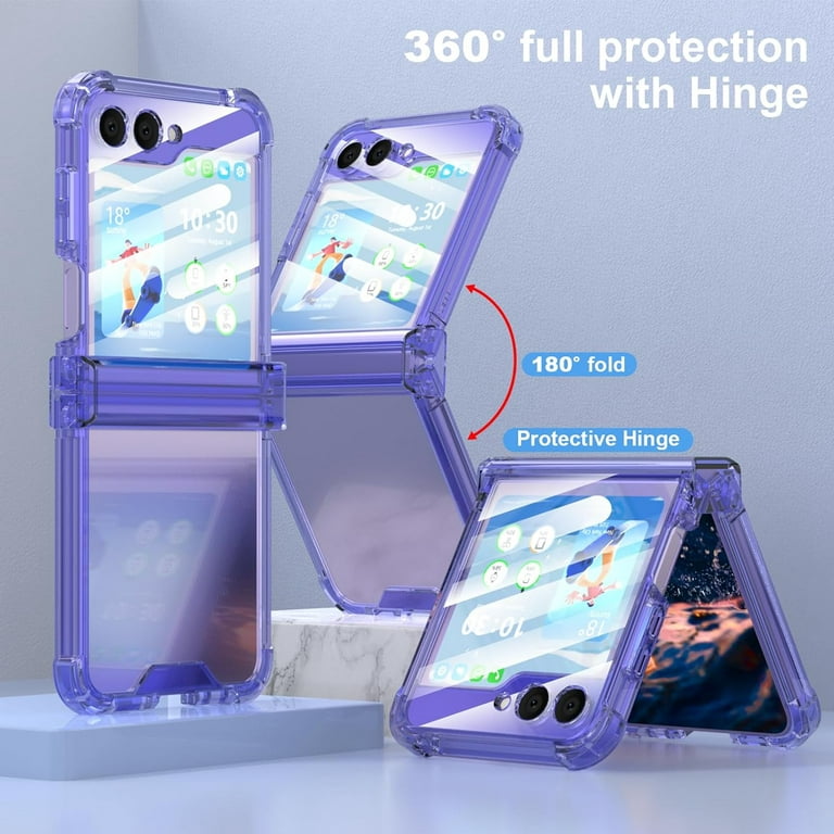 Compatible for Samsung Galaxy Z Flip 5 Case with Hinge Protection,Samsung  Flip 5 Full Cover Shockproof Slim Phone Protection Case Cover Clear for Z