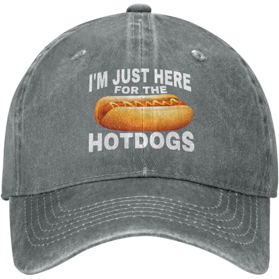 I'm Just Here for The Hotdogs Hat Denim Cap