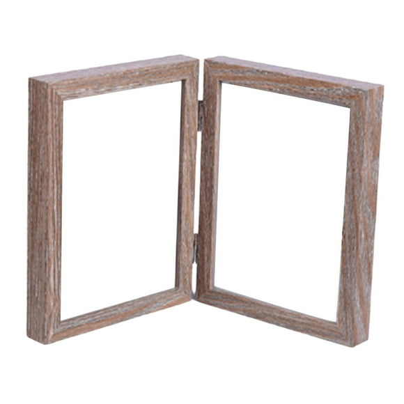 Sturdy Wooden Double Folding Photo Frame with HD Glass - Perfect Gift for Displaying 4x6 Inch Photos