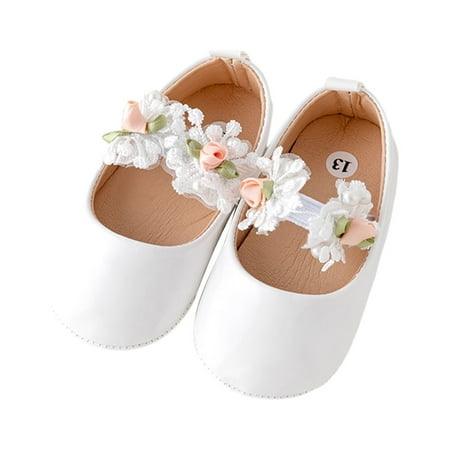 Loliuicca Baby Girl Premium Flats Infant Flower First Walker Crib Shoes