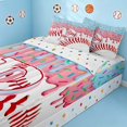 thumbnail image 2 of Manfei Kawaii Baseball Zipper Full Size Comforter Sets with Fitted Sheet and 2 Pillowcases, Girls Monogrammed P Zipper Bedding Set, Pink Light Blue P, 2 of 7