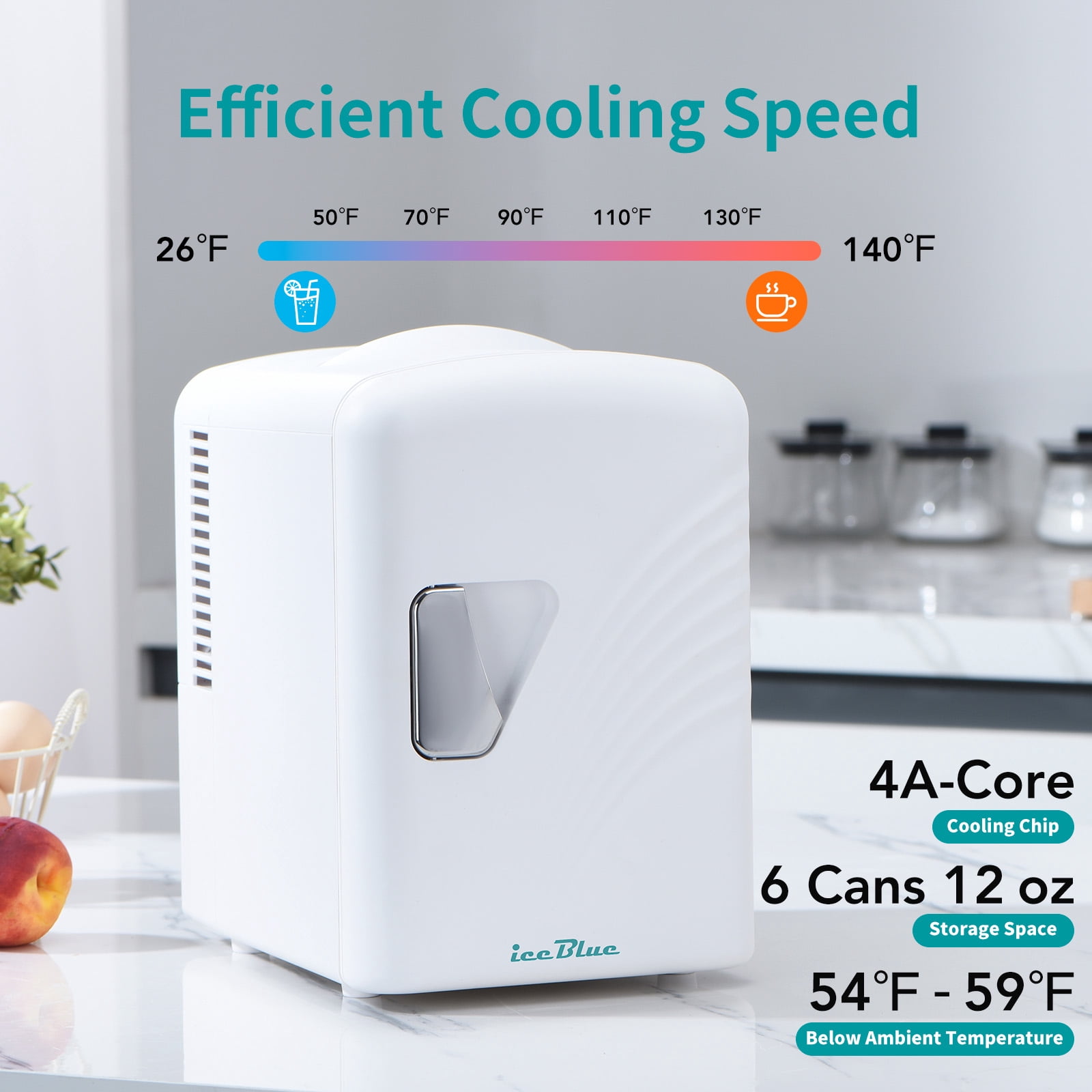 Iceblue Skincare Mini Fridge, Retro Personal Compact Cooler & Warmer, 0.14 Cuft