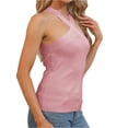 thumbnail image 3 of Sleeveless Halter Women Criss Cross Slim Knit Tank Tops, 3 of 6