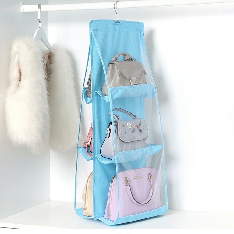 Purse Handbag Organizer 6 Pocket Foldable Large Clear Anti Dust Hanging  Storage Bag Organizer with Hook Purse Hanger Storage Holder for Wardrobe