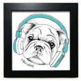 thumbnail image 1 of Casque Musique Sons Vitalité Chien Cadre Carré Noir Image Murale Table, 1 of 3