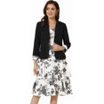 thumbnail image 1 of Women's 2 Pcs Chiffon Dress Suit Set V Neck Floral Print Jacket Work Dress, 1 of 10