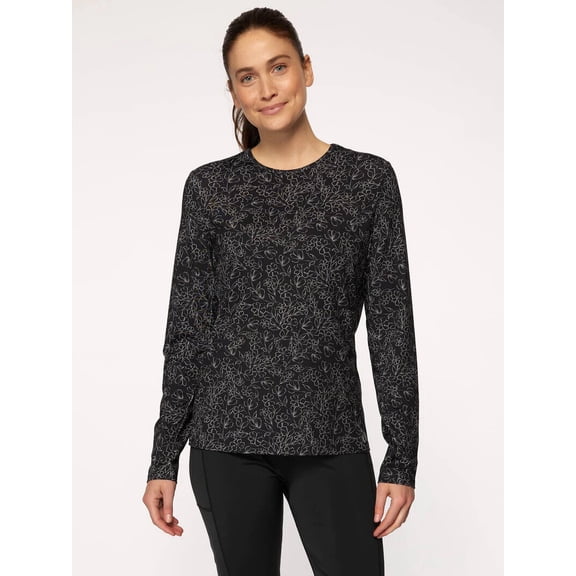 Hang Ten Women's Long Sleeve Sun Tee UPF 50 , Black Large