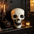 thumbnail image 5 of Halloween Savings Halloween Plastic Skull Decor Statue 2 Styles LED Glowing Red Eyes No Light Skeleton Head Figurine Spooky Tabletop Ornament for Home Gothic Decor Halloween Decor Indoor Outdoor, 5 of 8