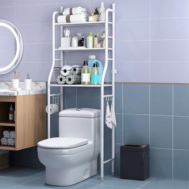 Ourlova Over The Toilet Storage, Metal Over Toilet Organizer Rack With Removable Towel Hooks, Paper Holder, Bathroom Organizer Over Toilet, Easy Assembly