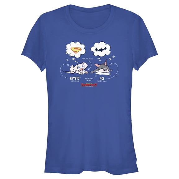 Junior's DC League of Super-Pets Cartoon Krypto and Ace Dreams  Graphic Tee Royal Blue Medium
