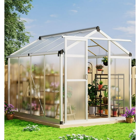Yeshouse 6x8 FT Outdoor Greenhouse, Easy Assembly Walk-In Design with Durable Aluminum Frame & PET Panels for Backyard